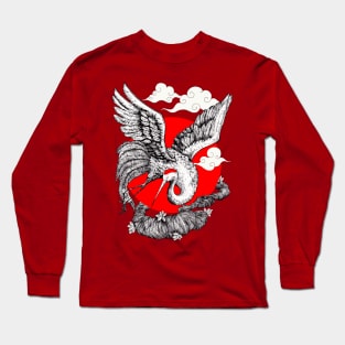 Japanese Red crowned Crane Long Sleeve T-Shirt